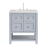 30" Breckenridge Single Vanity, Serenity Blue with Eternal Jasmine Pearl Top