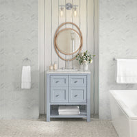 30" Breckenridge Single Vanity, Serenity Blue with Eternal Jasmine Pearl Top