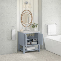 30" Breckenridge Single Vanity, Serenity Blue with Eternal Jasmine Pearl Top