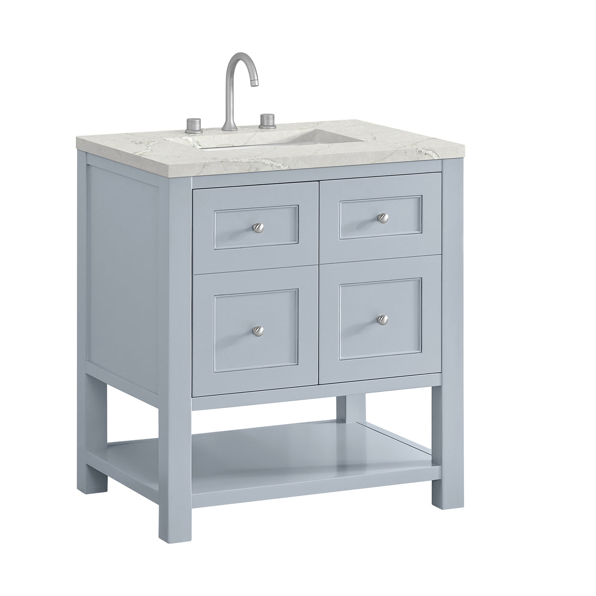30" Breckenridge Single Vanity, Serenity Blue with Victorian Silver Top