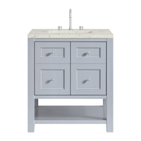 30" Breckenridge Single Vanity, Serenity Blue with Victorian Silver Top