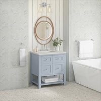 30" Breckenridge Single Vanity, Serenity Blue with Victorian Silver Top