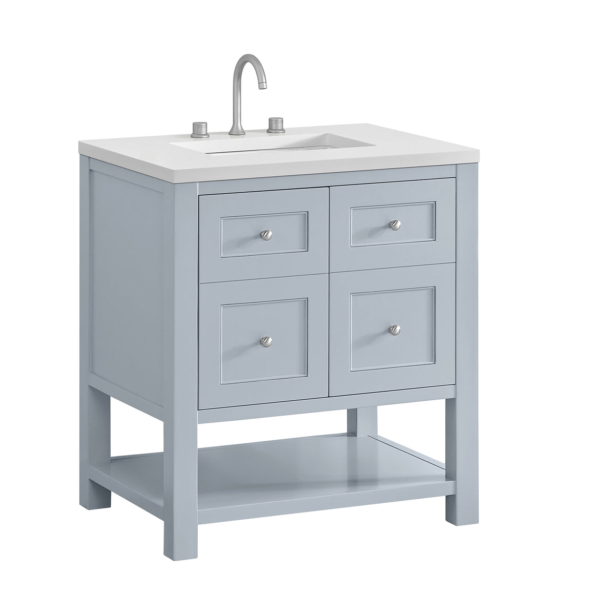 30" Breckenridge Single Vanity, Serenity Blue with White Zeus Top