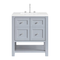 30" Breckenridge Single Vanity, Serenity Blue with White Zeus Top