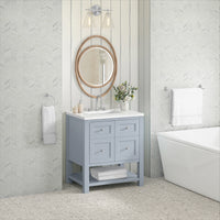 30" Breckenridge Single Vanity, Serenity Blue with White Zeus Top