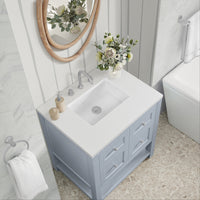30" Breckenridge Single Vanity, Serenity Blue with White Zeus Top