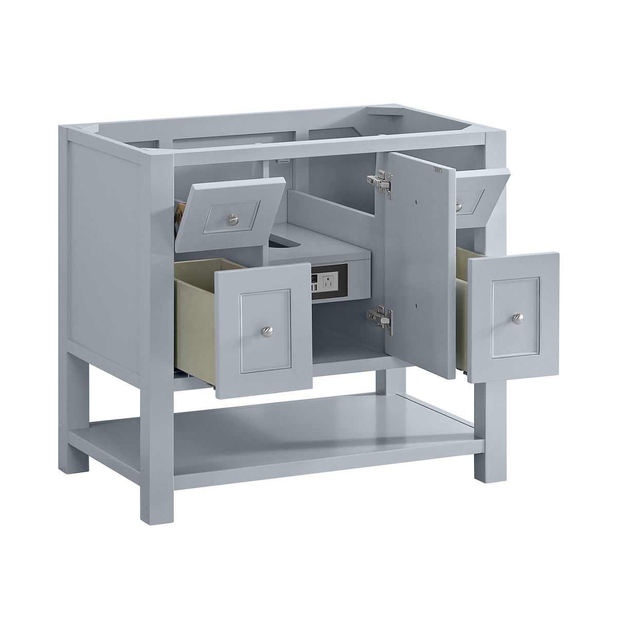 36" Breckenridge Single Vanity, Serenity Blue with Carrara White Marble Top