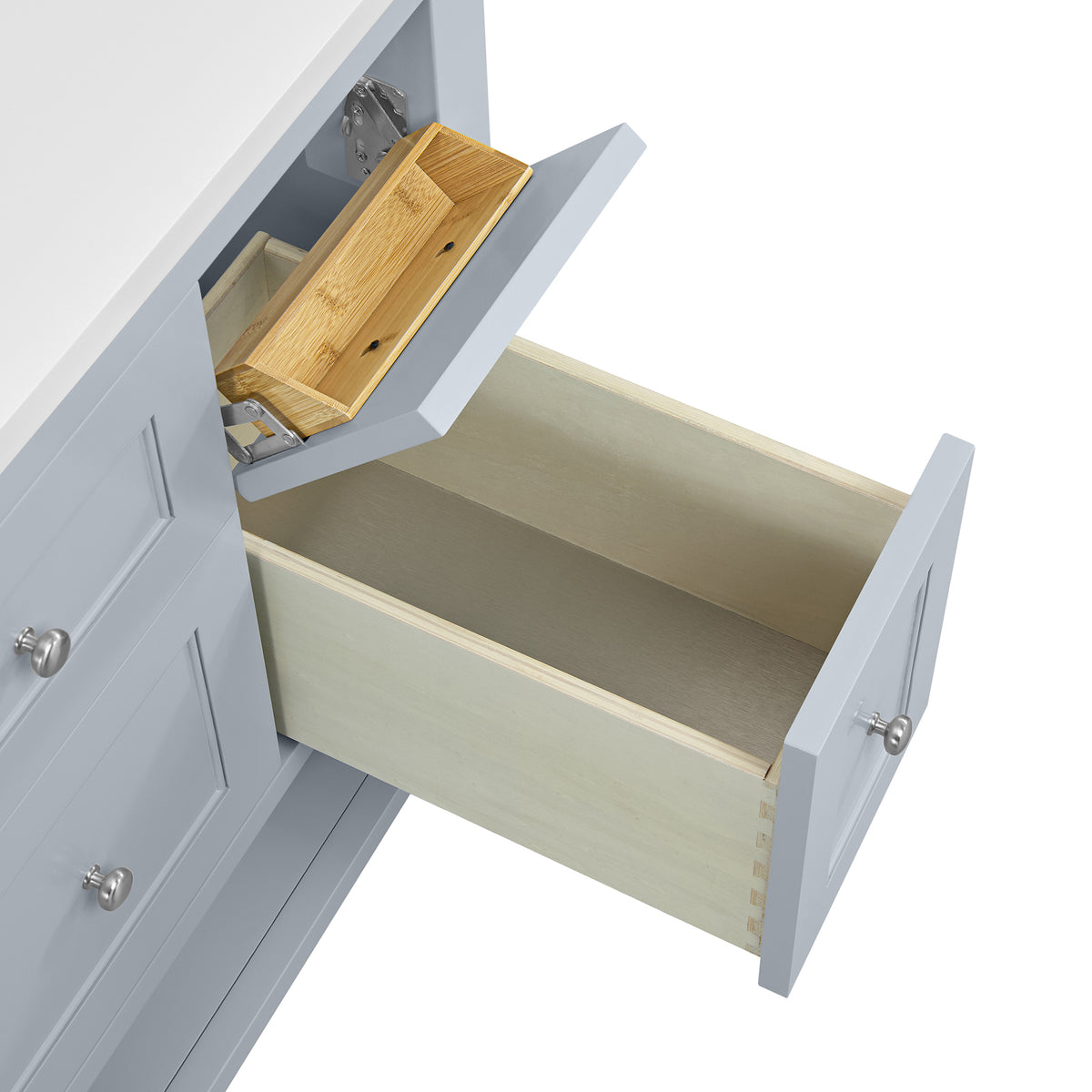 36" Breckenridge Single Vanity, Serenity Blue with Carrara White Marble Top