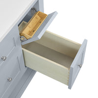 36" Breckenridge Single Vanity, Serenity Blue with Carrara White Marble Top