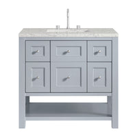 36" Breckenridge Single Vanity, Serenity Blue with Eternal Jasmine Pearl Top