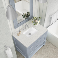 36" Breckenridge Single Vanity, Serenity Blue with Eternal Jasmine Pearl Top