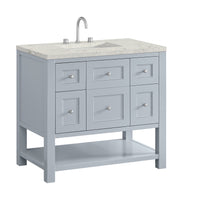 36" Breckenridge Single Vanity, Serenity Blue with Victorian Silver Top