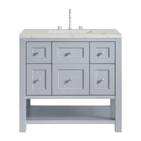 36" Breckenridge Single Vanity, Serenity Blue with Victorian Silver Top