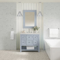 36" Breckenridge Single Vanity, Serenity Blue with Victorian Silver Top