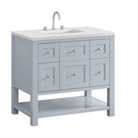 36" Breckenridge Single Vanity, Serenity Blue with White Zeus Top