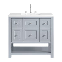 36" Breckenridge Single Vanity, Serenity Blue with White Zeus Top