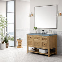 48" Breckenridge Single Vanity, Light Natural Oak w/Cala Blue Top