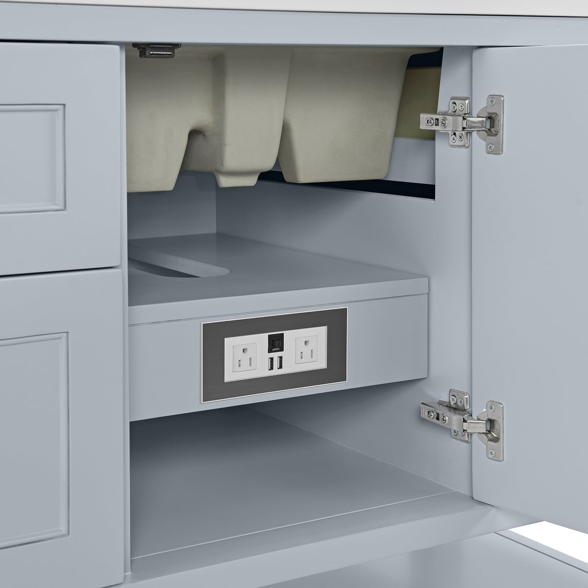 48" Breckenridge Single Vanity, Serenity Blue with Carrara White Marble Top