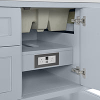 48" Breckenridge Single Vanity, Serenity Blue with Eternal Jasmine Pearl Top