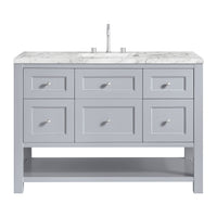 48" Breckenridge Single Vanity, Serenity Blue with Carrara White Marble Top
