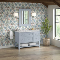 48" Breckenridge Single Vanity, Serenity Blue with Carrara White Marble Top