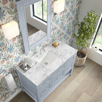 48" Breckenridge Single Vanity, Serenity Blue with Carrara White Marble Top