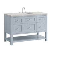 48" Breckenridge Single Vanity, Serenity Blue with Eternal Jasmine Pearl Top