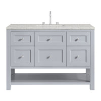 48" Breckenridge Single Vanity, Serenity Blue with Eternal Jasmine Pearl Top