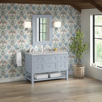 48" Breckenridge Single Vanity, Serenity Blue with Eternal Jasmine Pearl Top