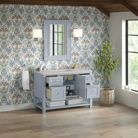 48" Breckenridge Single Vanity, Serenity Blue with Eternal Jasmine Pearl Top