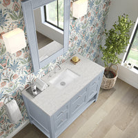 48" Breckenridge Single Vanity, Serenity Blue with Eternal Jasmine Pearl Top