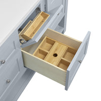 60" Breckenridge Double Vanity, Serenity Blue with Eternal Jasmine Pearl Top