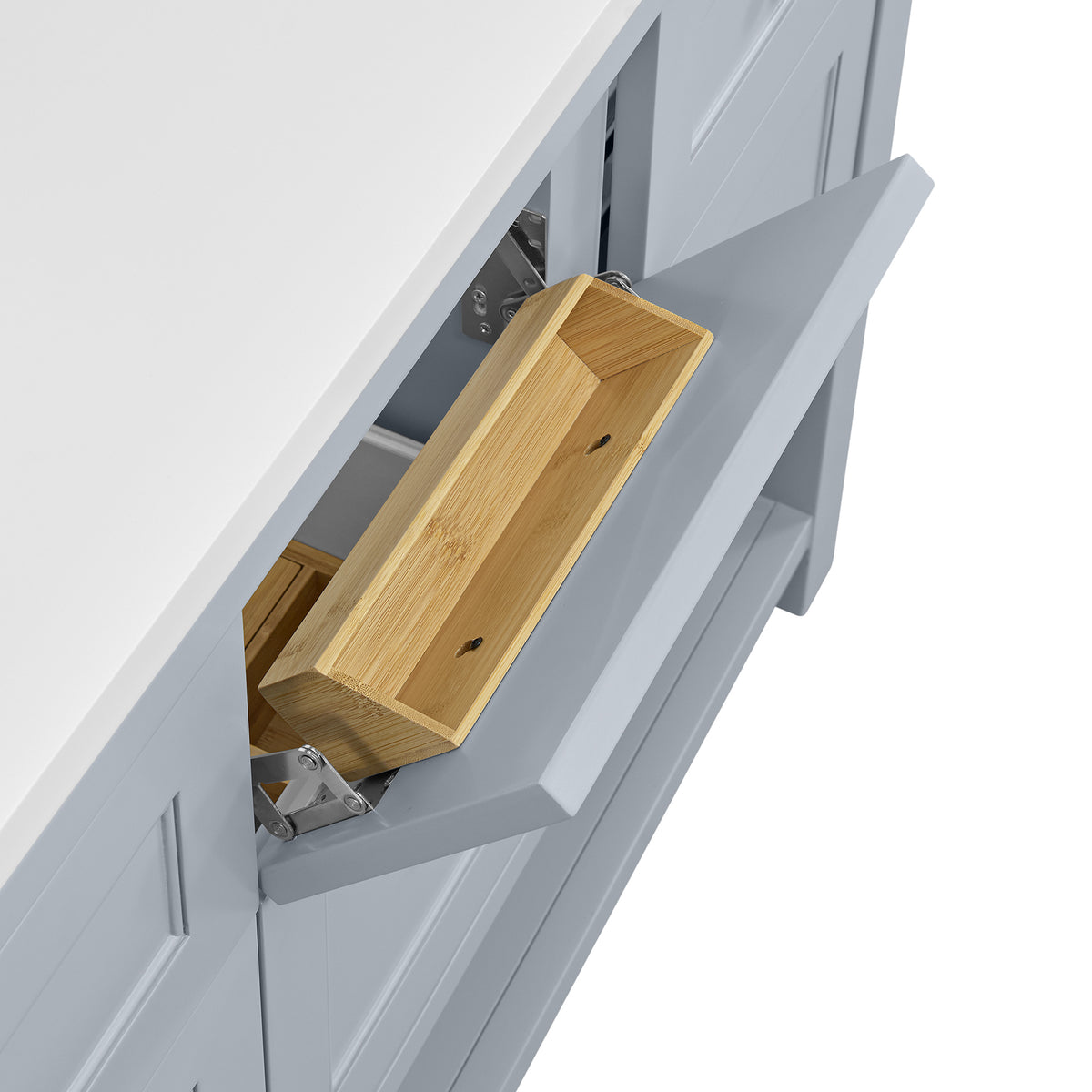 60" Breckenridge Double Vanity, Serenity Blue with Carrara White Marble Top