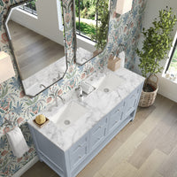 60" Breckenridge Double Vanity, Serenity Blue with Carrara White Marble Top