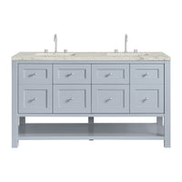 60" Breckenridge Double Vanity, Serenity Blue with Victorian Silver Top