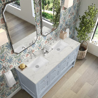 60" Breckenridge Double Vanity, Serenity Blue with Victorian Silver Top