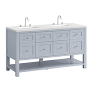 60" Breckenridge Double Vanity, Serenity Blue with White Zeus Top
