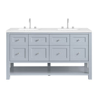 60" Breckenridge Double Vanity, Serenity Blue with White Zeus Top