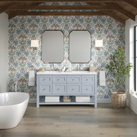60" Breckenridge Double Vanity, Serenity Blue with White Zeus Top