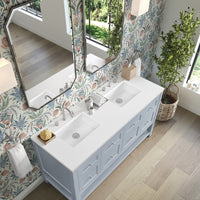 60" Breckenridge Double Vanity, Serenity Blue with White Zeus Top