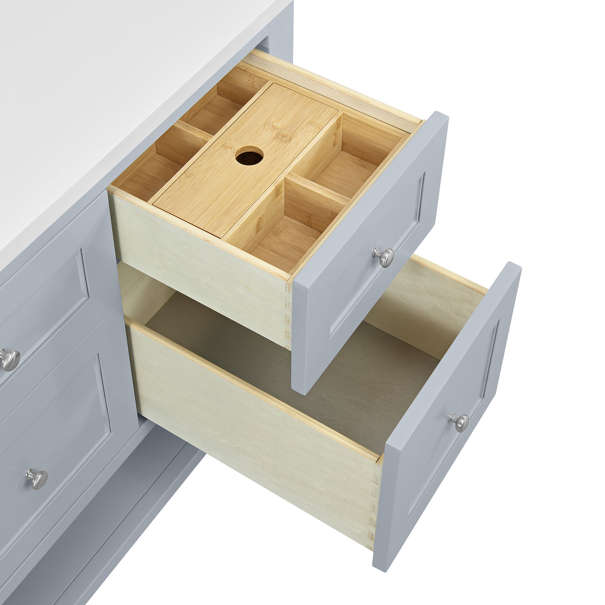 60" Breckenridge Single Vanity, Serenity Blue with Eternal Jasmine Pearl Top