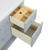 60" Breckenridge Single Vanity, Serenity Blue with Eternal Jasmine Pearl Top