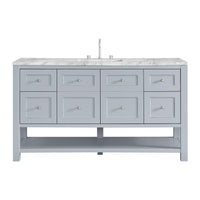 60" Breckenridge Single Vanity, Serenity Blue with Carrara White Marble Top