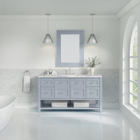 60" Breckenridge Single Vanity, Serenity Blue with Carrara White Marble Top