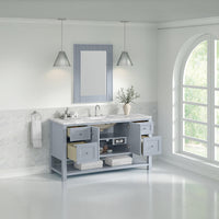 60" Breckenridge Single Vanity, Serenity Blue with Carrara White Marble Top