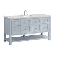 60" Breckenridge Single Vanity, Serenity Blue with Eternal Jasmine Pearl Top