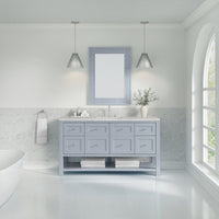 60" Breckenridge Single Vanity, Serenity Blue with Eternal Jasmine Pearl Top