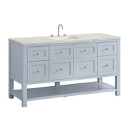 60" Breckenridge Single Vanity, Serenity Blue with Victorian Silver Top