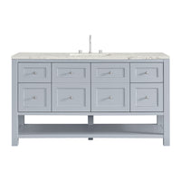 60" Breckenridge Single Vanity, Serenity Blue with Victorian Silver Top