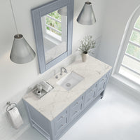 60" Breckenridge Single Vanity, Serenity Blue with Victorian Silver Top